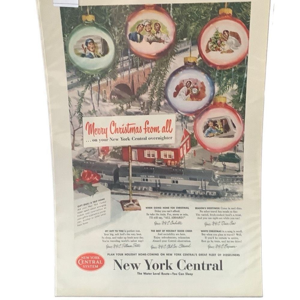 Vintage 1950 New York Central Merry Christmas From All Ad Advertisement